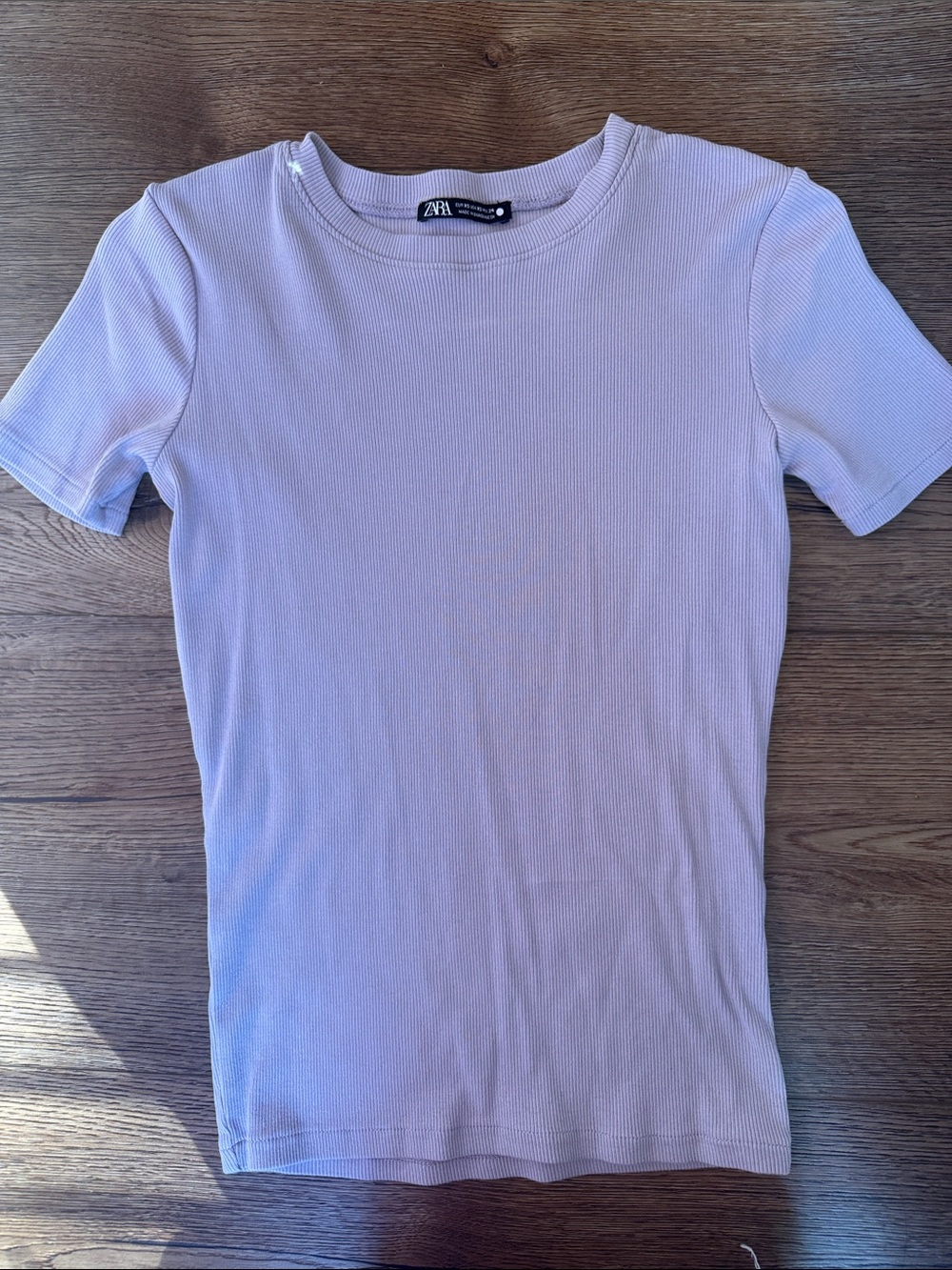 Zara Lavender Ribbed Short Sleeve Tee